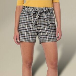 Liverpool LA Preppy Plaid Hi Waist Shorts Tied Elastic Waist Multicolor Sz Small